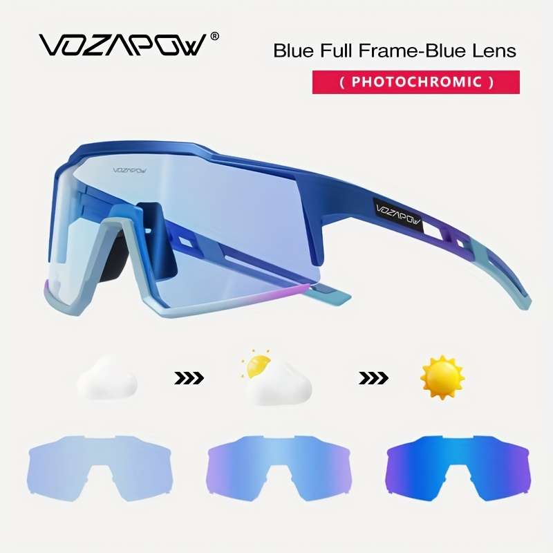 Cycling Glasses Color Blue Frame Photochromic Blue