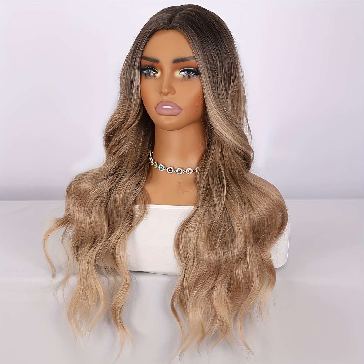 Women S Wigs Brownyellow Gradient Hair Length66.04Cm