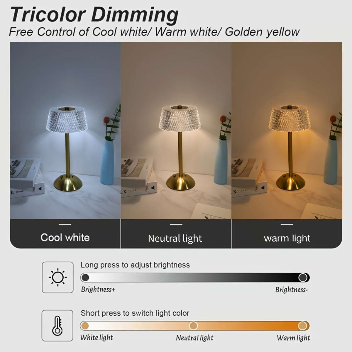 Deluxe Unique Night Gift Modern Touch Control Led Desk Lamp Color Modes Usb