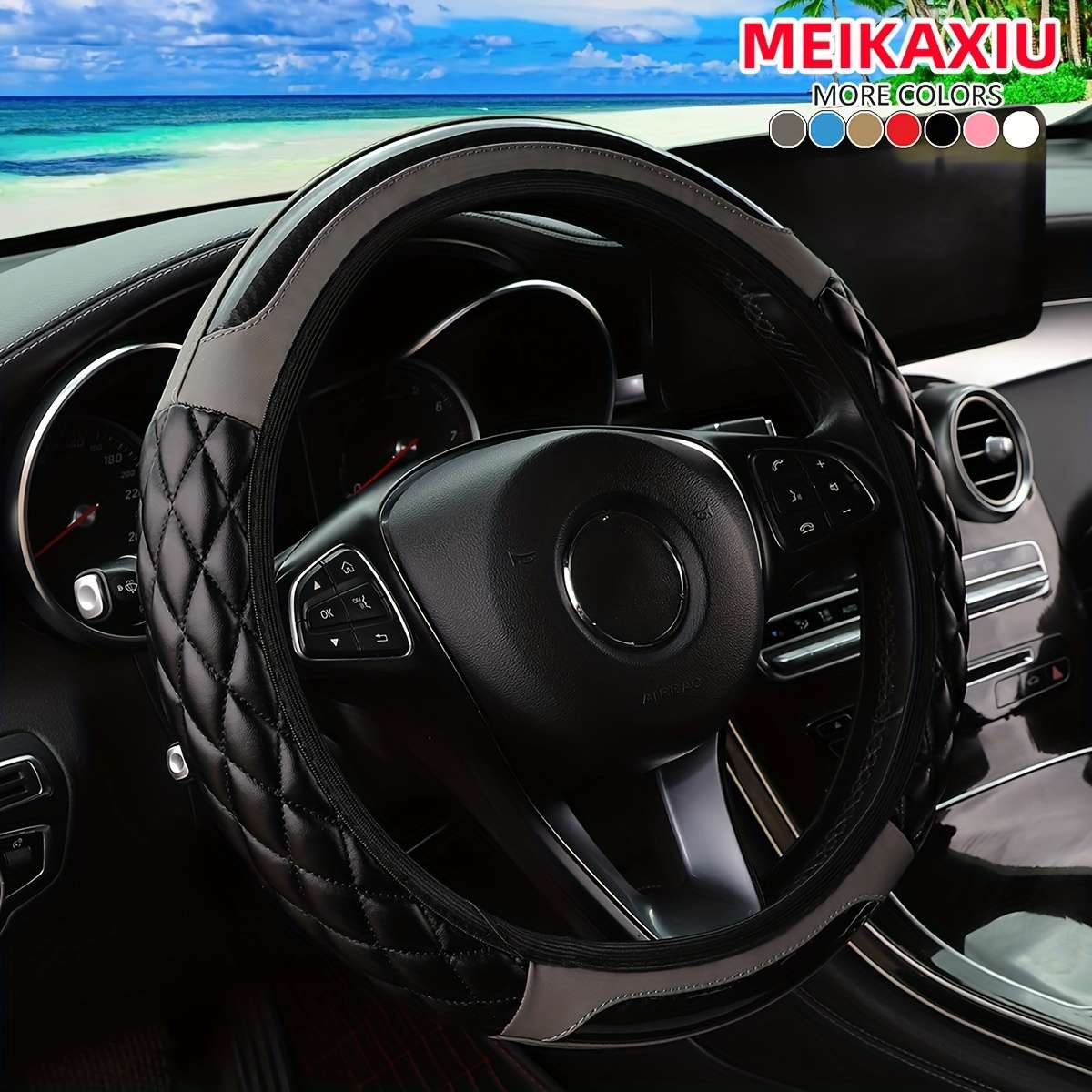 Car Steering Wheel Cover Beige
