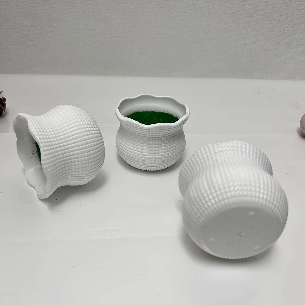 Flowerpot Capacity 3Pcs Checkered Pineapple