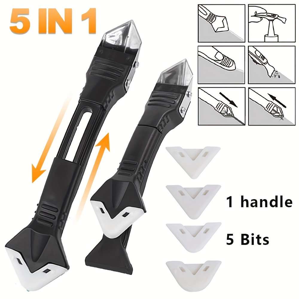 5In1 Silicone Caulking Tool Kit Multifunctional Grout Remover And Finisher For Bathroom