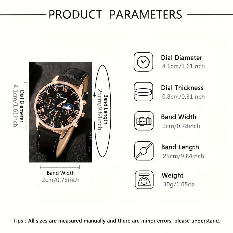 6Pcs Brand New Set Of Men Stylish Quartz Watches Featuring Simulated