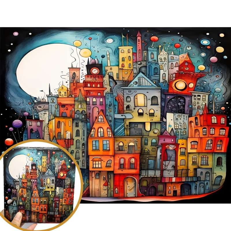 1000pcs Dream City Night Jigsaw Puzzle 70.0x50.01 cm High Difficulty Rectangular Pa