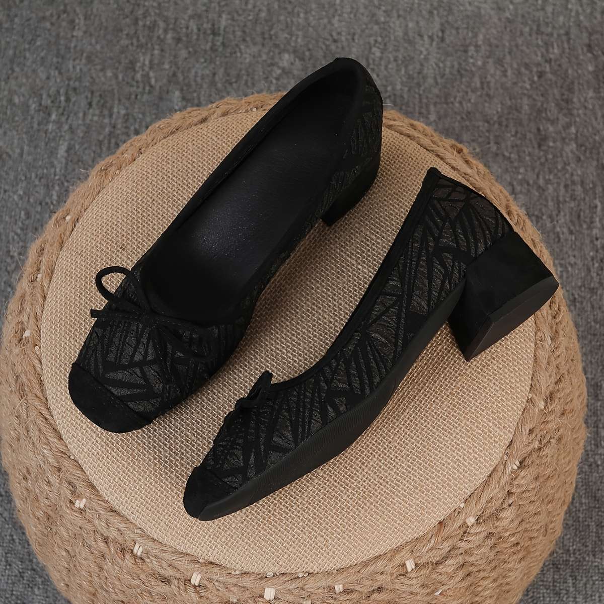 Women S High Heels Color Black Bubble Triangle Bow Sizeuk 7.5