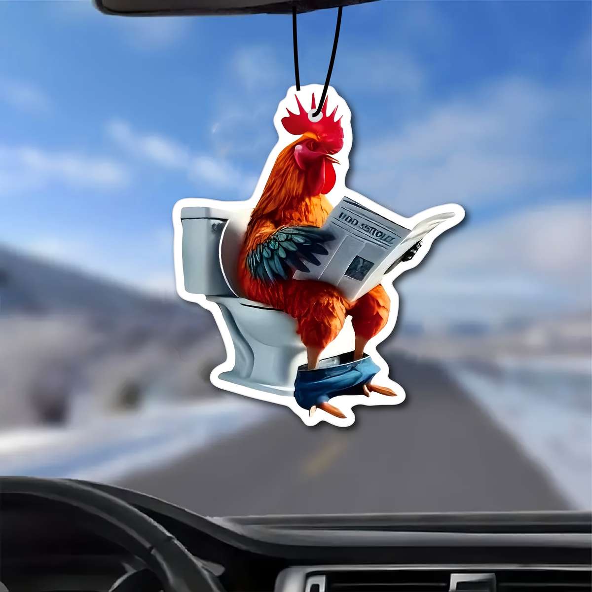 Car Interior Decor  2Pcs Funny Rooster