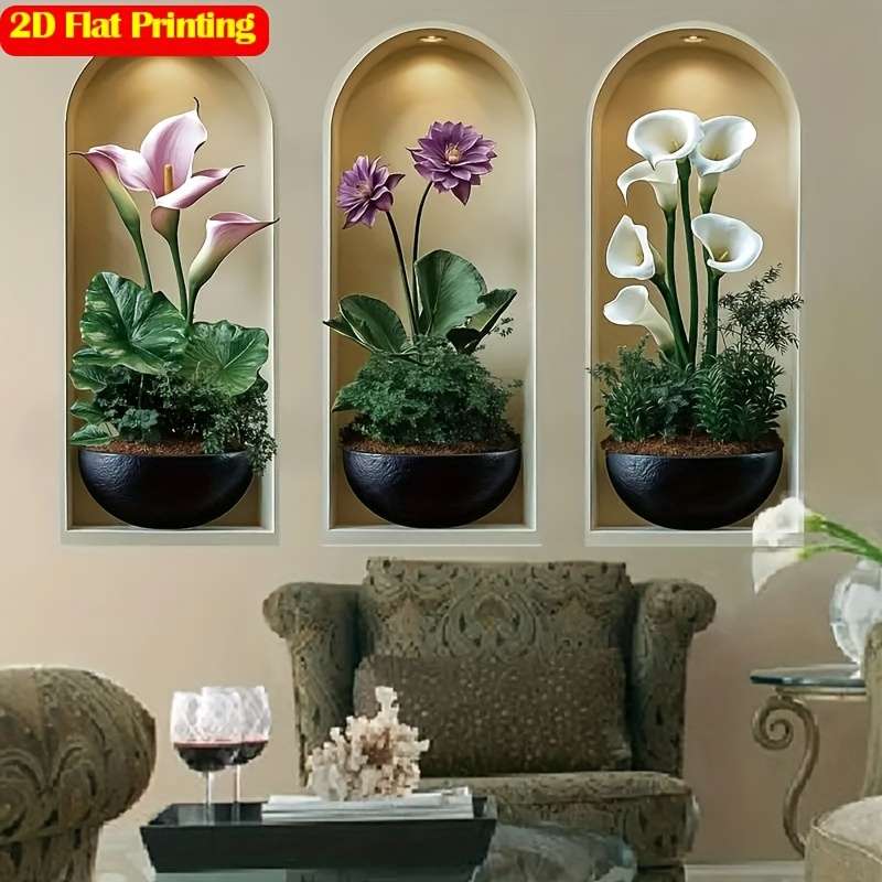 Wall Stickers Style 3Pc Wall Sticker Flower