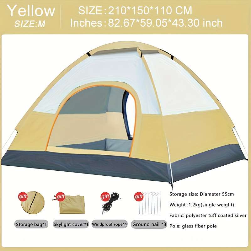 Premium Dome Shaped Matched One Room Two Door Tent Can Be Thrown Opened Co Blue