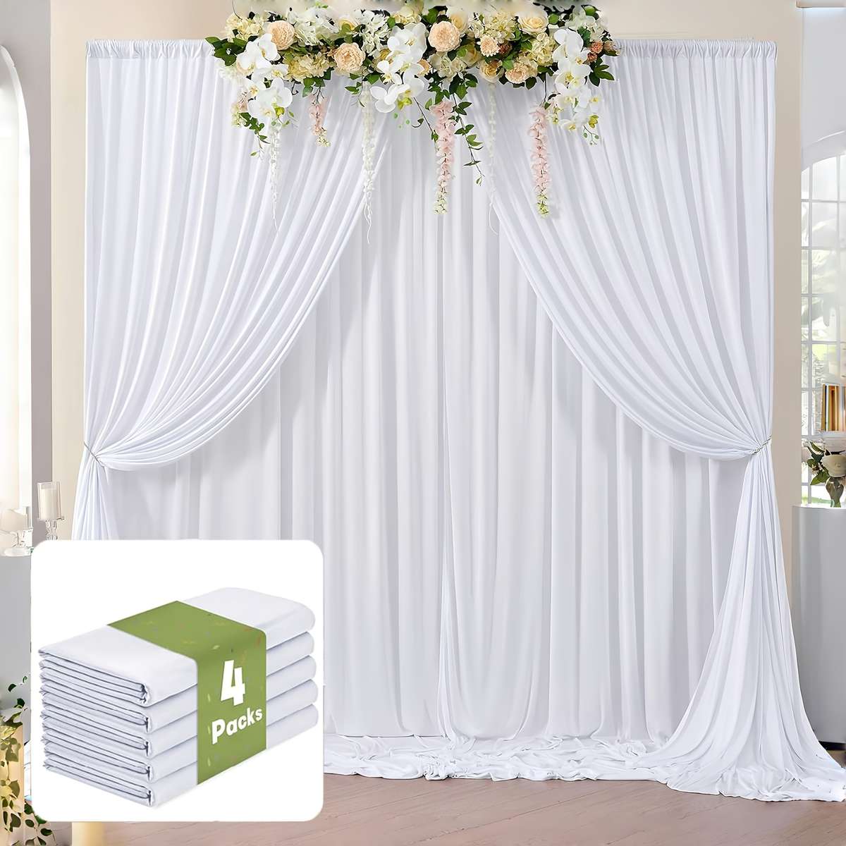 Wedding Supplies Color Red Size 6.1X3.05Meter 4 Panels 152.4Cm X 3.05Meter
