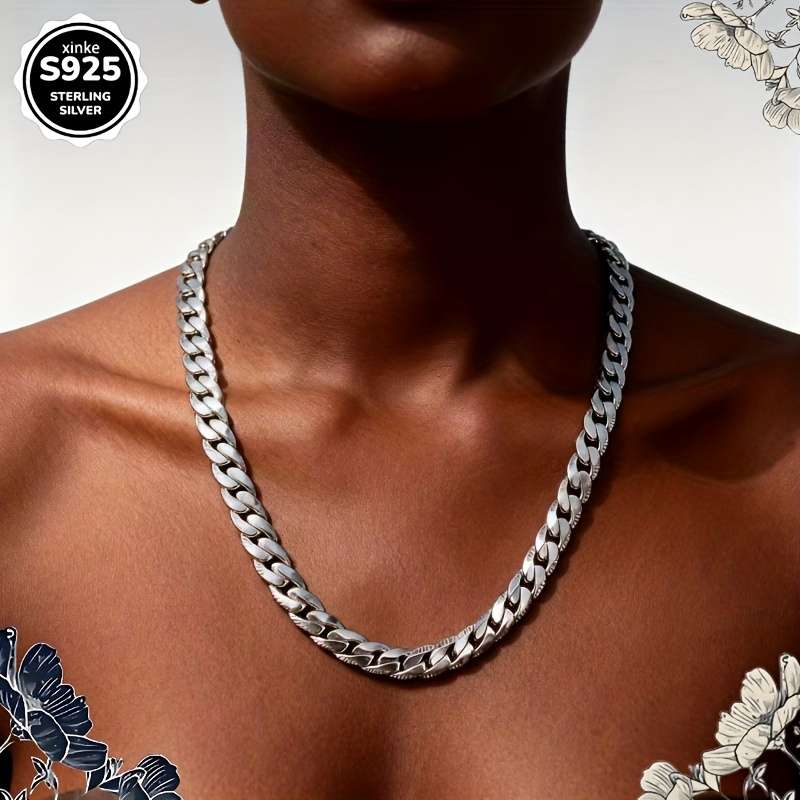 Modern Rhinestone Sterling Silver Embossed Chain Trendy Silver Beach Vacation