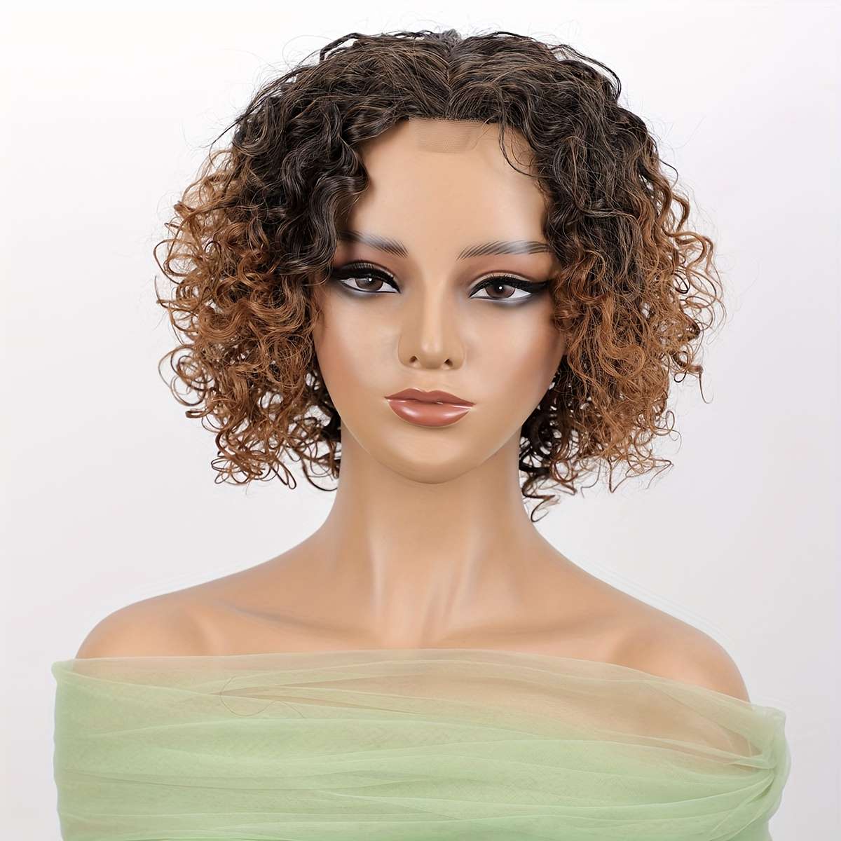 Yellowish-Brown Womens Wigs Hair Length 25.4Cm