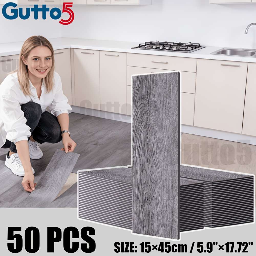 Self Adhesive Floor Stickers Concrete Gray 50 Pcs Covers 3.38O