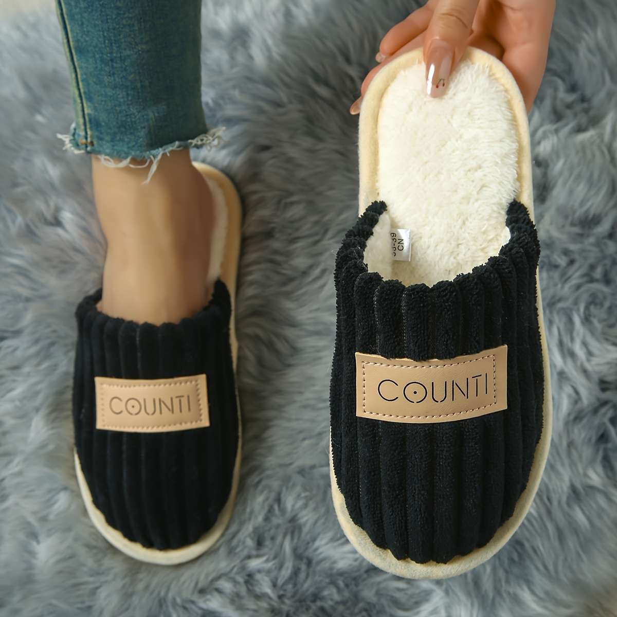 Cotton Slippers Color Grey Sizeuk 6.5-7