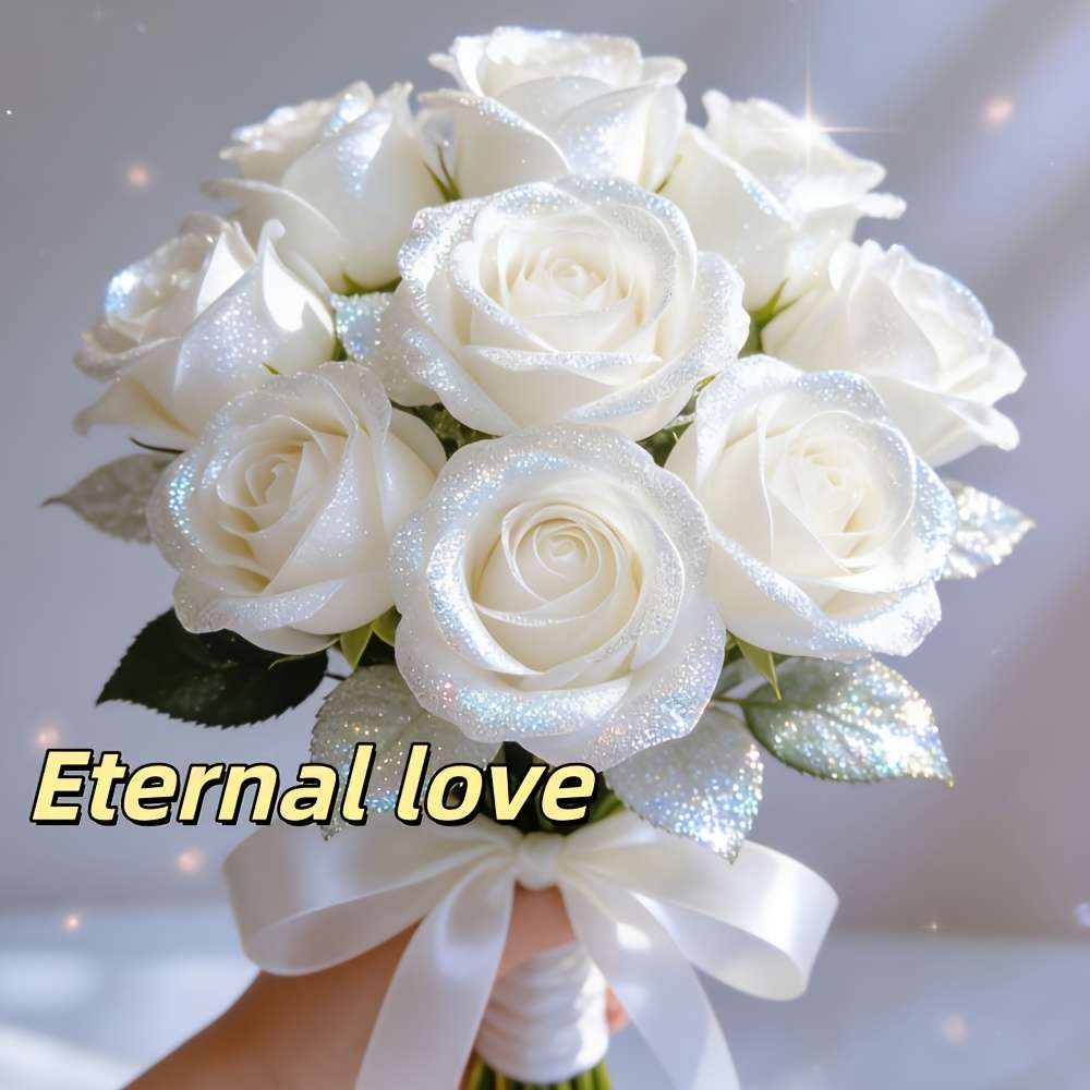 Wedding Supplies Color White Rose Crystal Flower Quantity 7Pcs