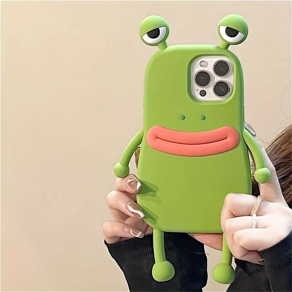 1Pc Green For iPhone 14 3D Big Eyes Frog Phone Case