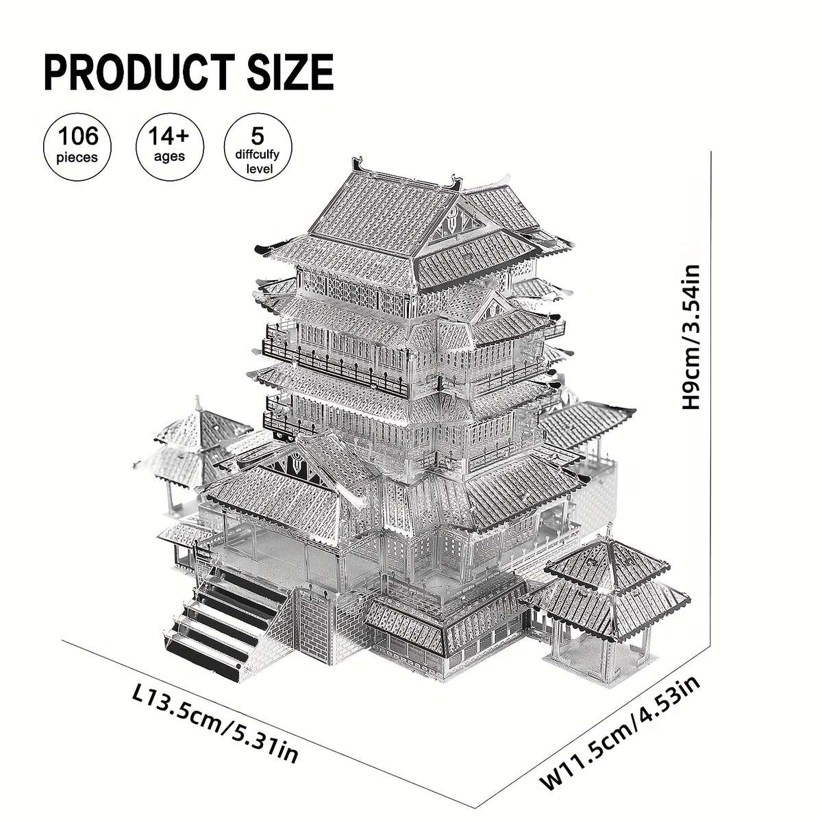3D Building Model Puzzle Set Style Tengwang Pavilion
