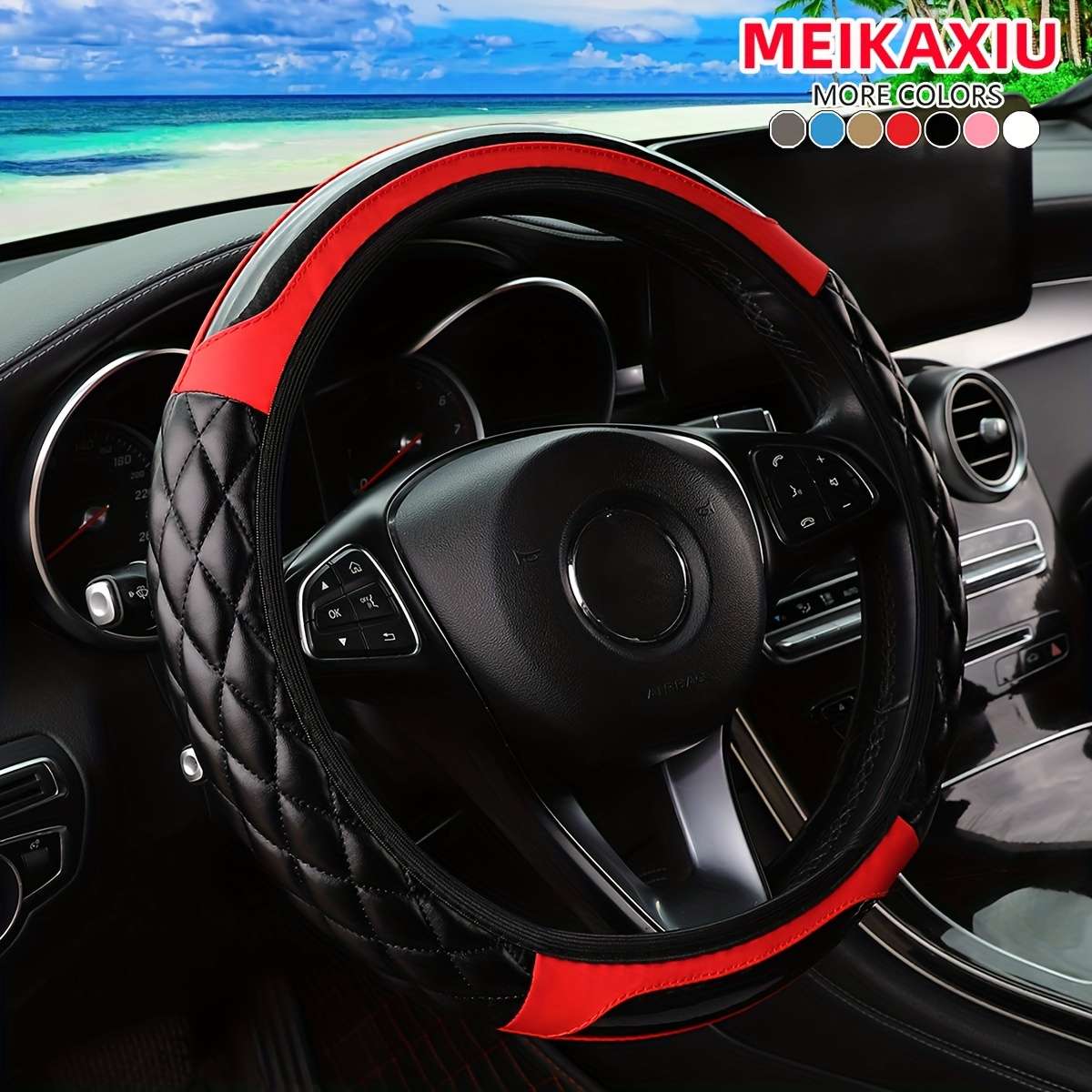 Car Steering Wheel Cover Beige