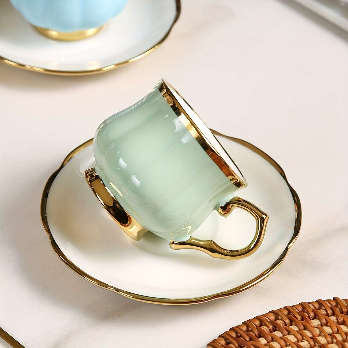 Water Cup Quantity 6 Cups And Saucers Lotus Cups 6 Colors