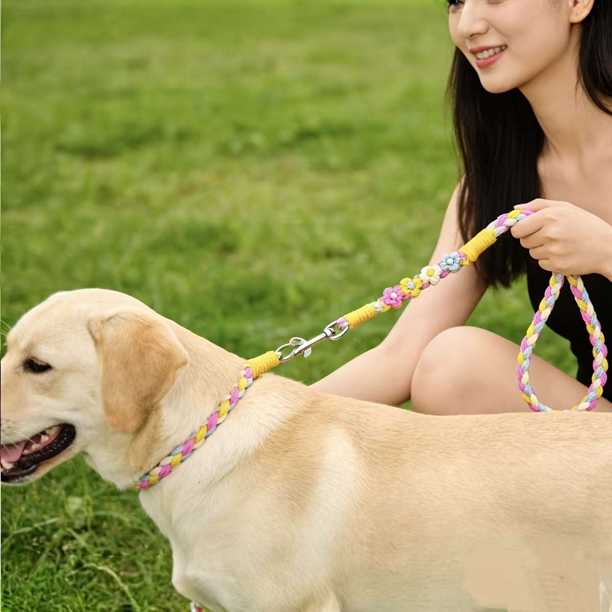 Dog Leash Size Onesize Style Purple Cherry Yellow Sunflower