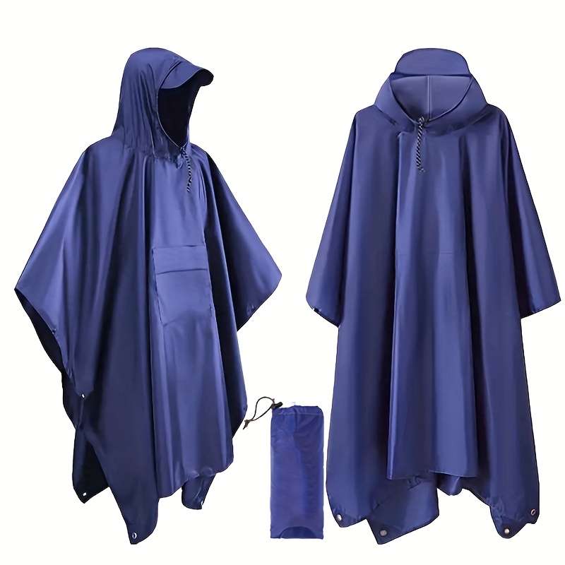 Raincoat Blue 2Piece Set Storage Bag  Raincoat With Pocket