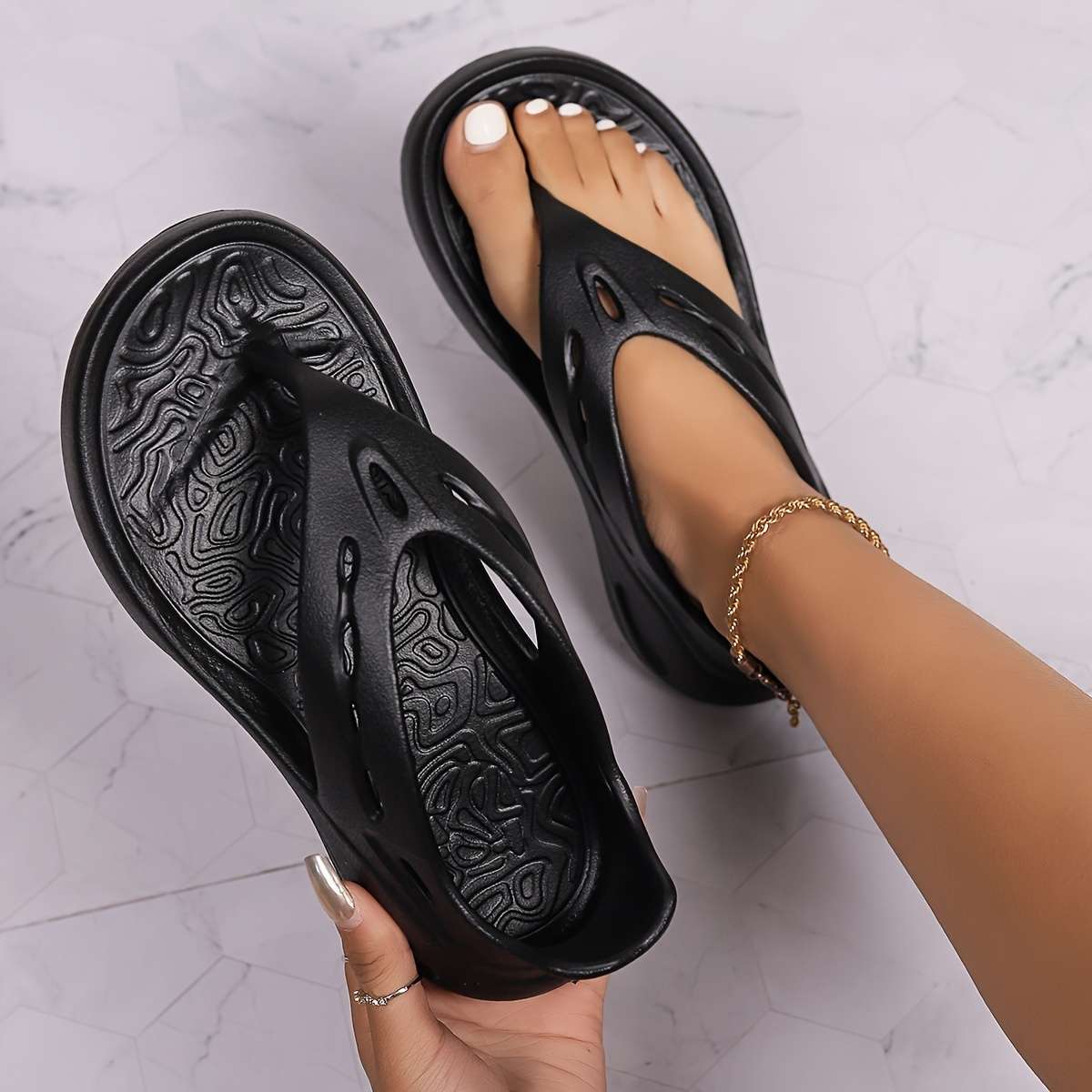 Ladies Summer Flip Flops Classic White Uk 5.5-6