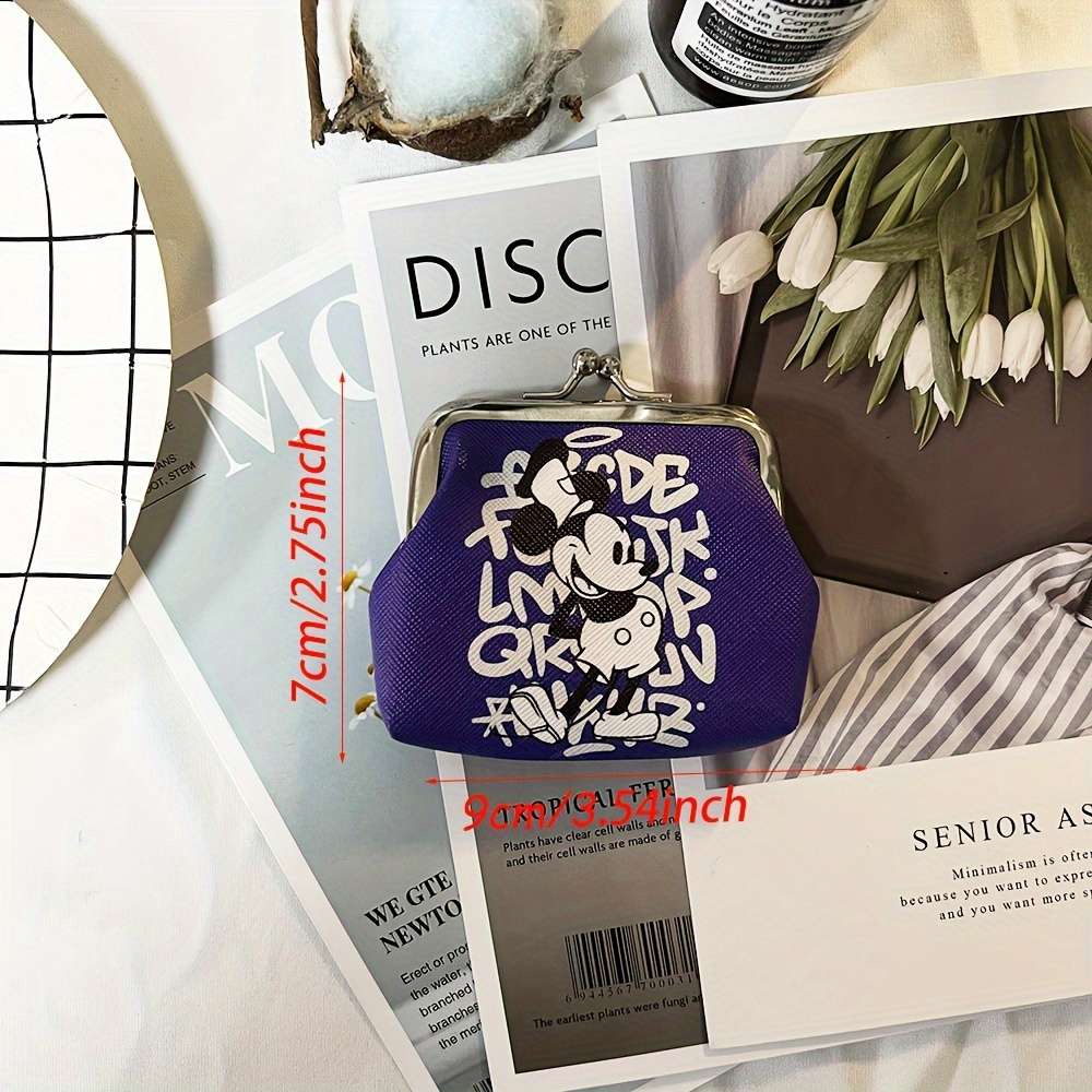 1pc Cute Cartoon Mouse Pattern Mini Coin Purse Lightweight Polyester Wallet with Adjustable Tape