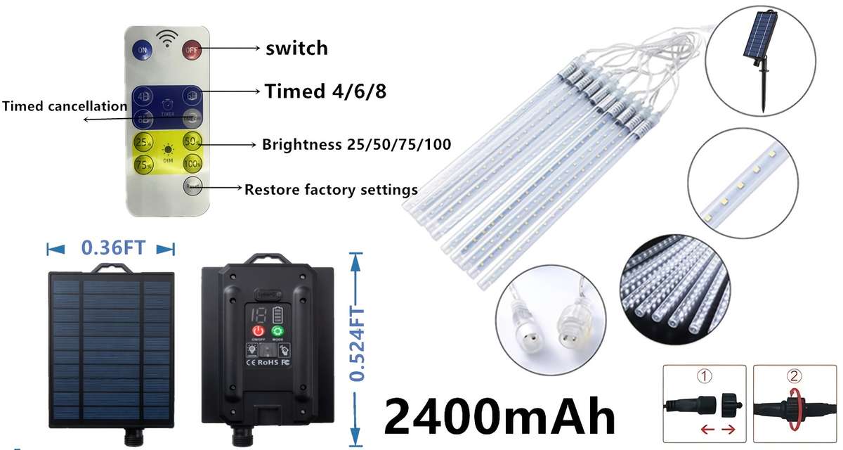 String Lights Color Blue Model2 Packs Of 19.6 Inch 10 Tube 360 Led