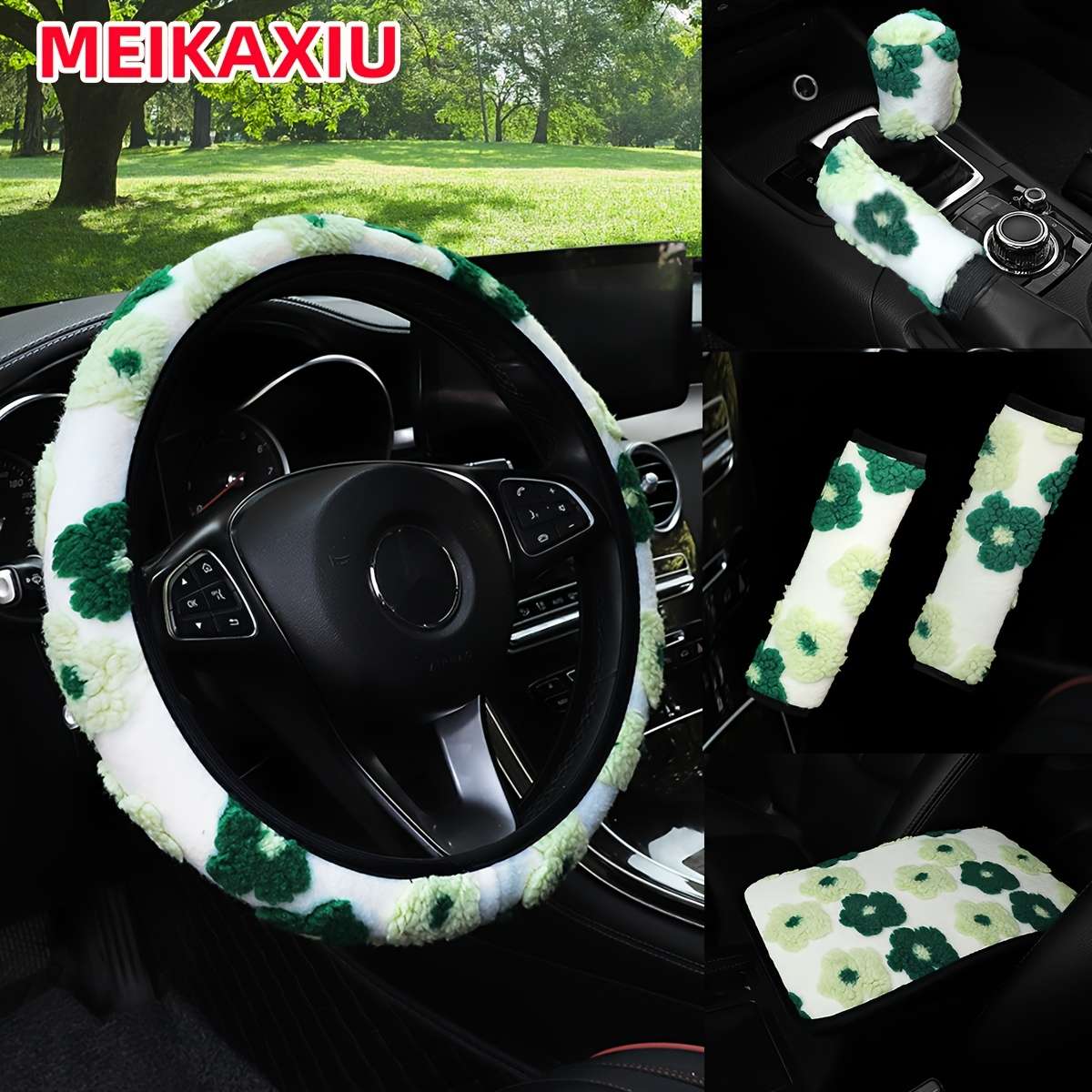 Car Steering Wheel Cover Green