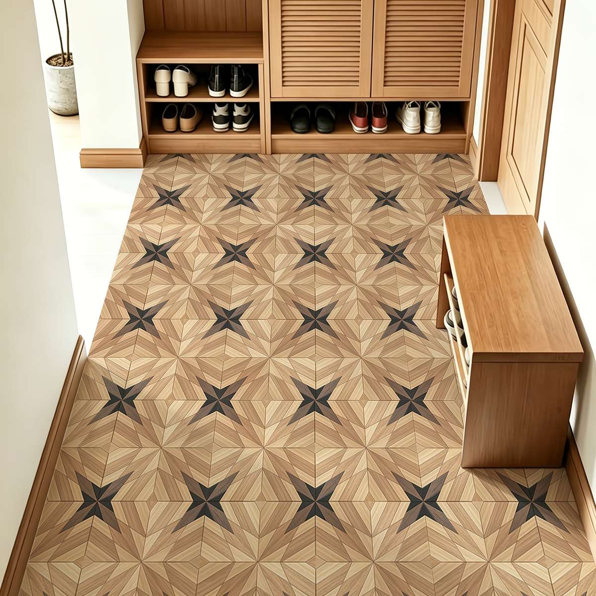 Self Adhesive Floor Stickers 40Cm*120Cm*S Geometric Wood Grain