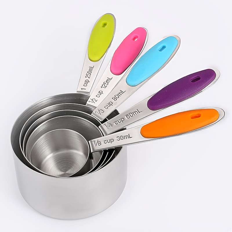 Measuring Cup Color Slivery Measuring Cup Set Of 5