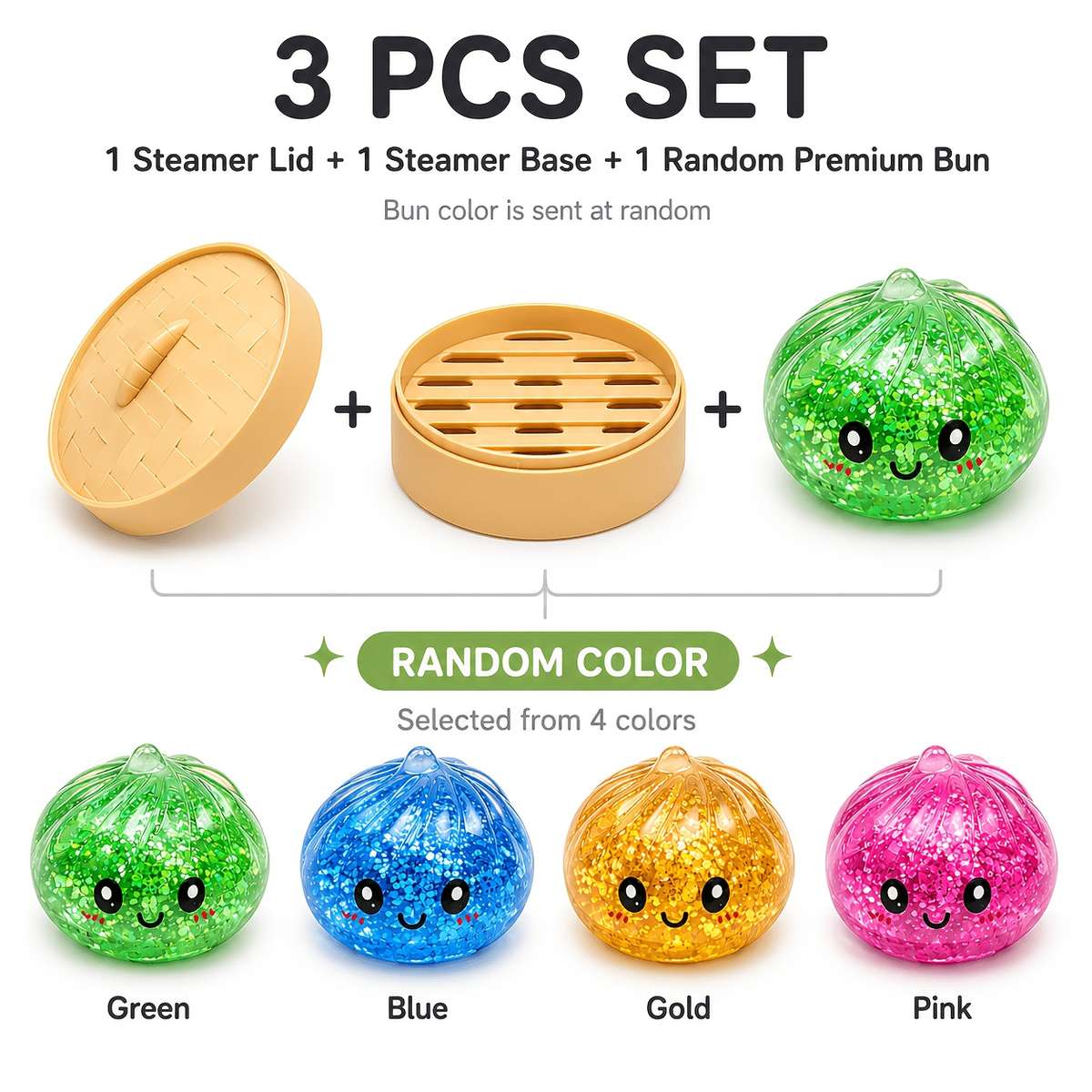 Squeezable Toys Color Random Color Quantity 3 Piece Set 1 Bread 1 Lid 1 Base