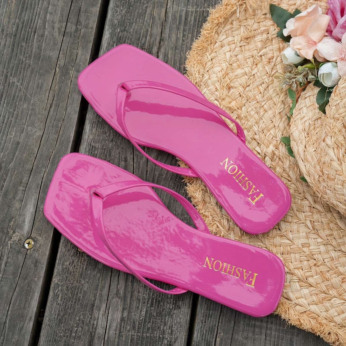 Ladies Summer Flip Flops Magenta Uk 4