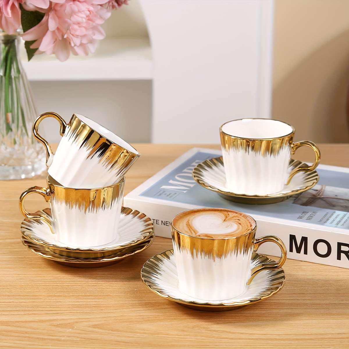 Water Cup Color White Golden Suit