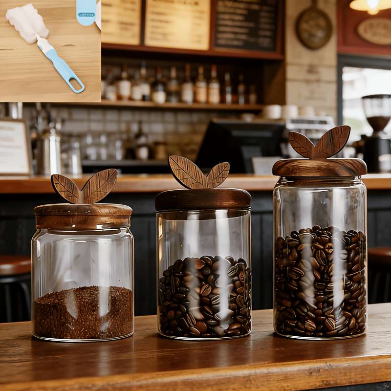 Sealed Jar Style 3Piece Set Of Storage Sealed Jars  Brush
