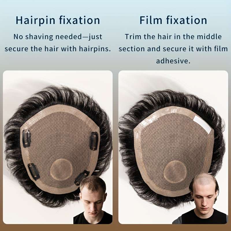 Black-16*18 Mens Wigs Hair Length 5.08Cm