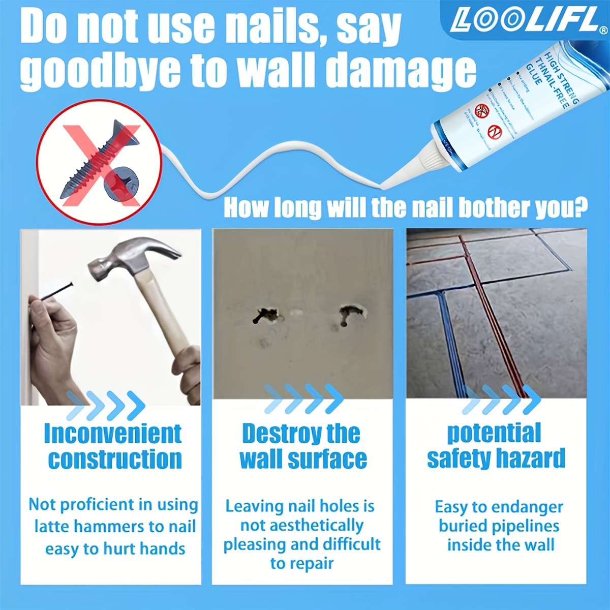 Heavy Duty Transparent Ultrastrong Nodrill Adhesive Durable For Diy Crafting