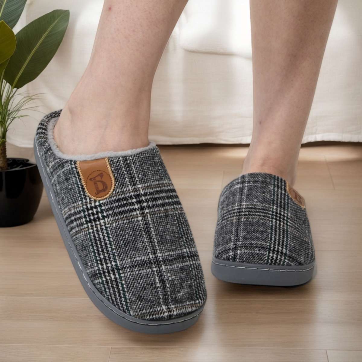 Cotton Slippers Color Light Grey Sizeuk 7.5-8