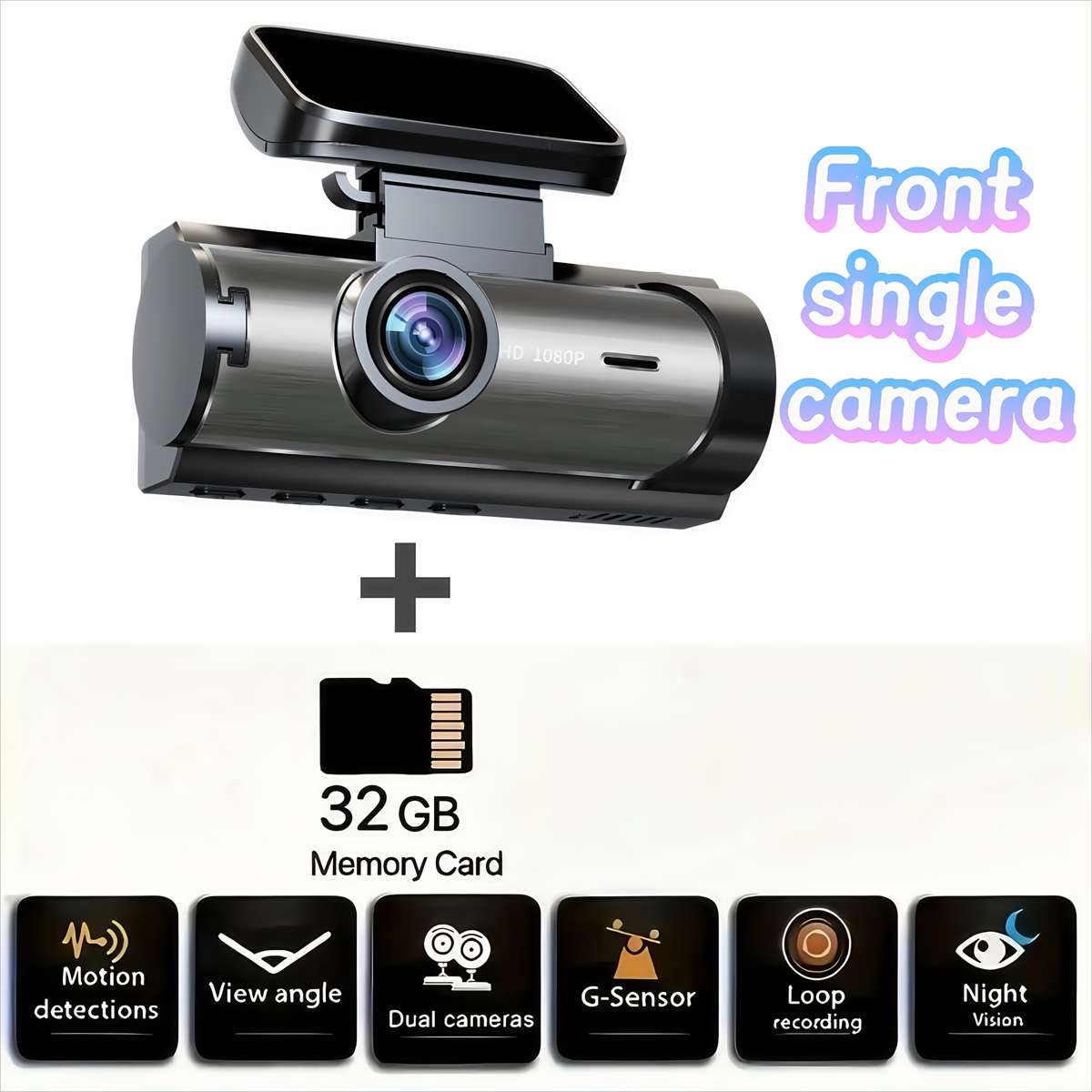 Dashcam Model Front Single Camera  With 64G Card