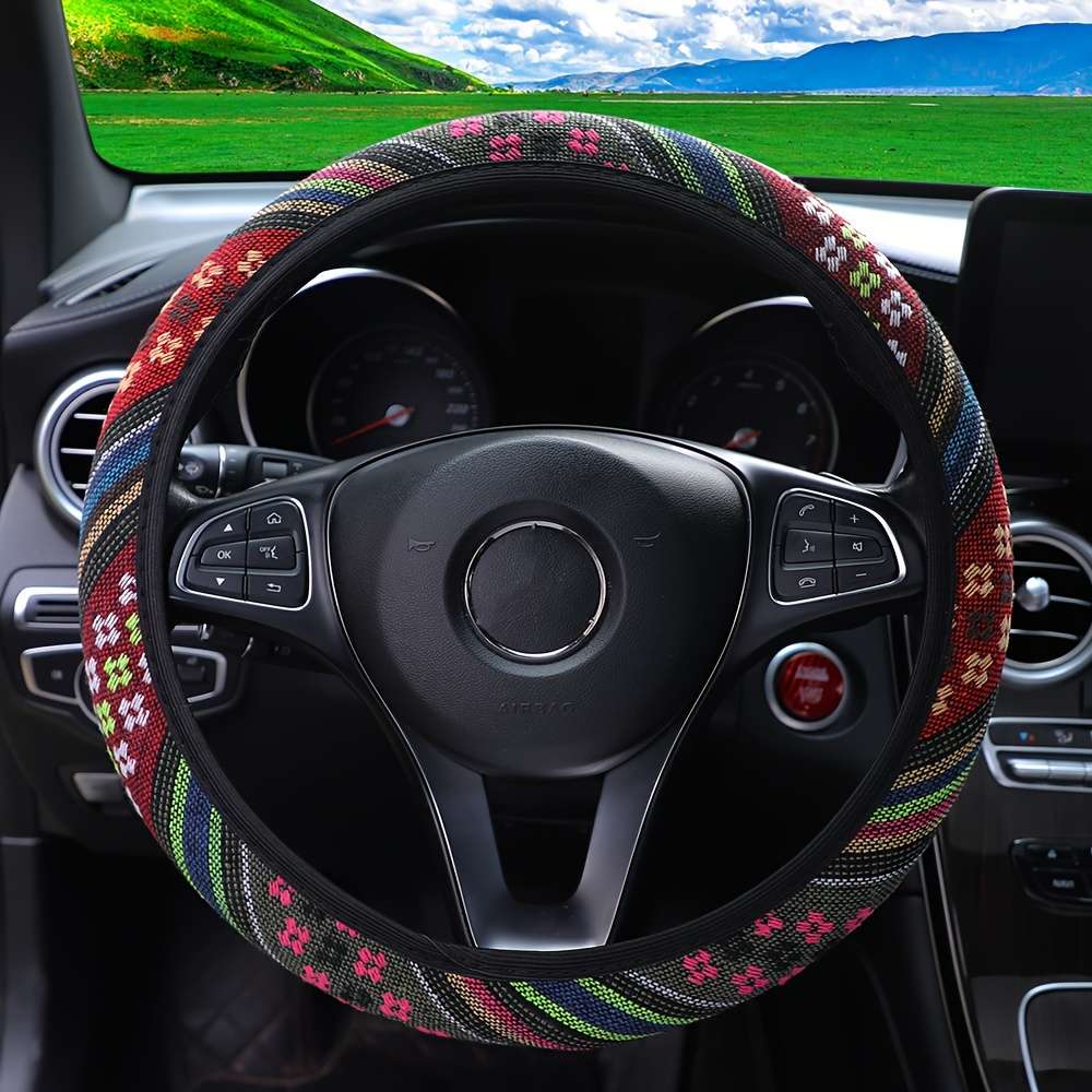 Car Steering Wheel Cover Red And Yellow Strips