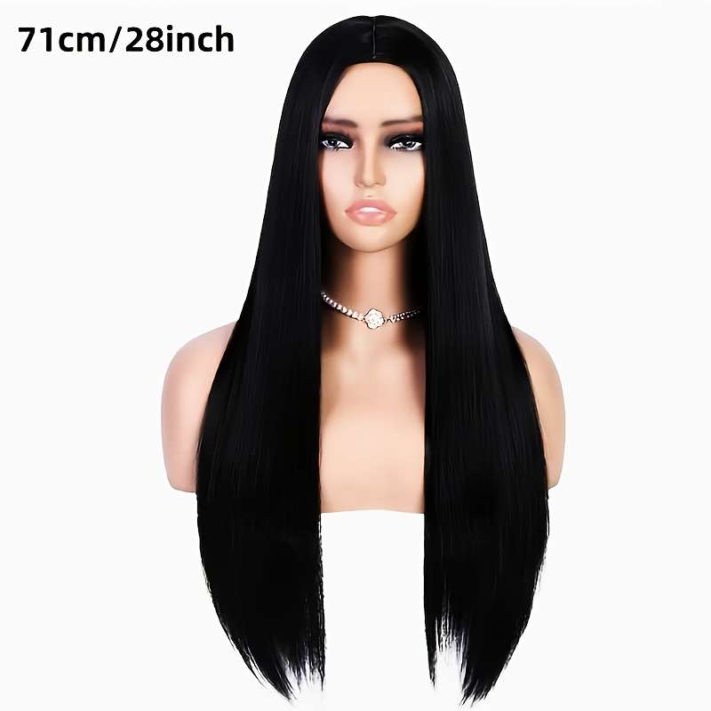 Black Womens Wigs Hair Length 71.12Cm