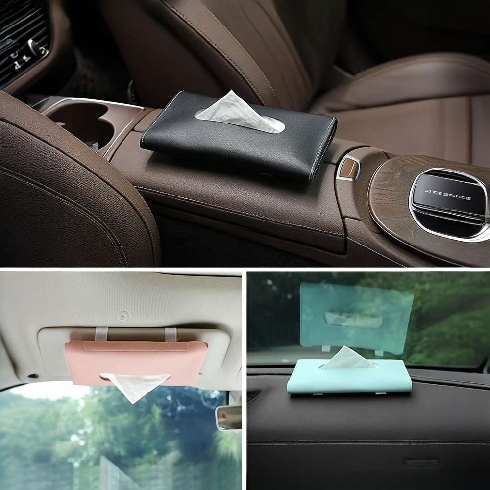 Car Tissue Box Color Black Straps   Without Tissue   Quantity 3Pcs