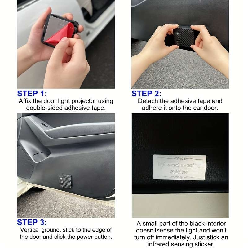 2pcs LED Car Door Projector Lights Energy-Efficient No-Drill Installation Welcome