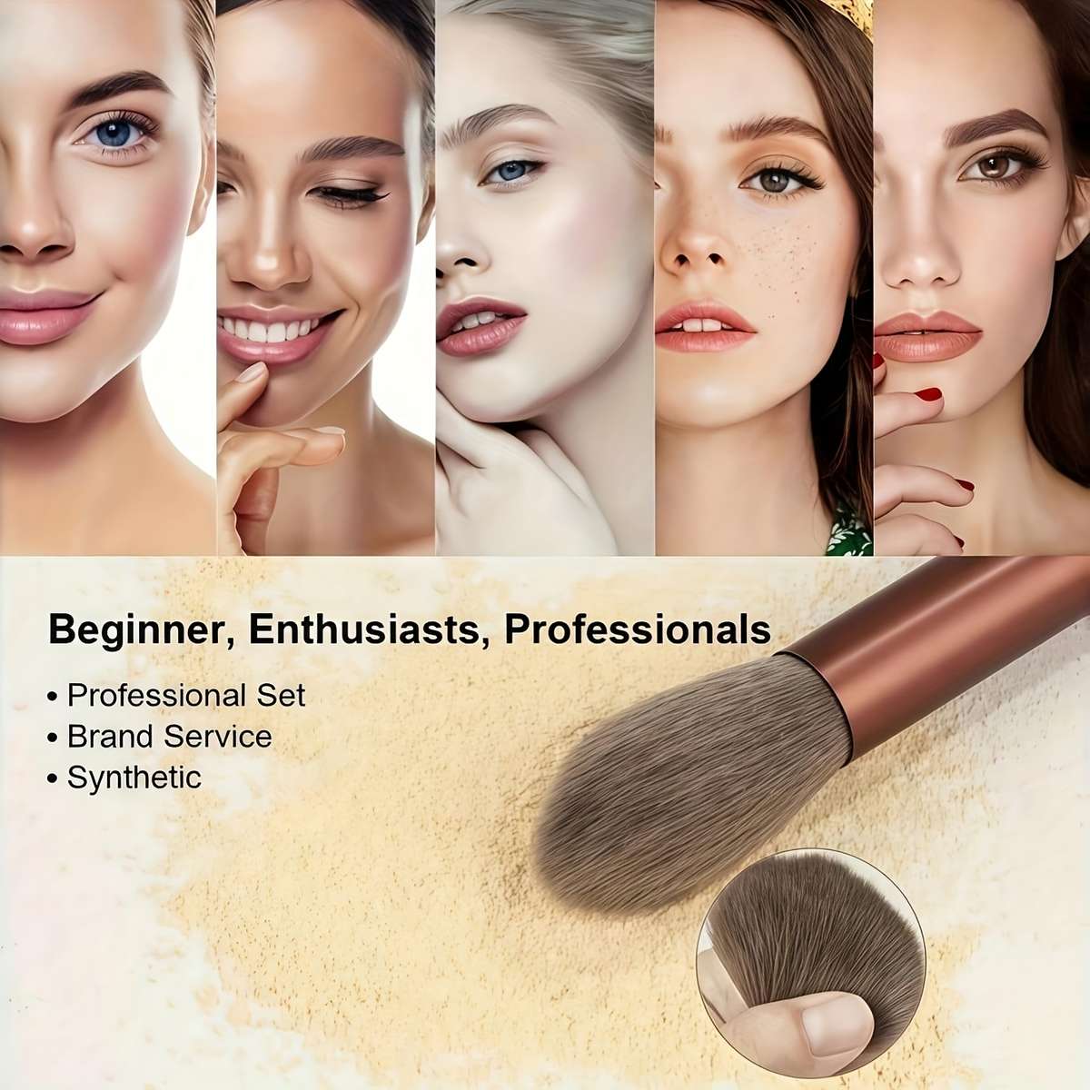 Makeup Brush Set Color Coffee Brown