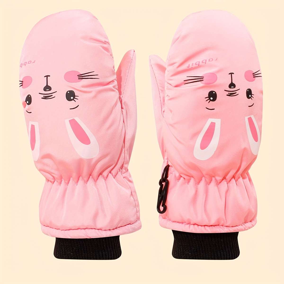 Winter Gloves Color Pink Bunny To Large Size 4 To 6Y