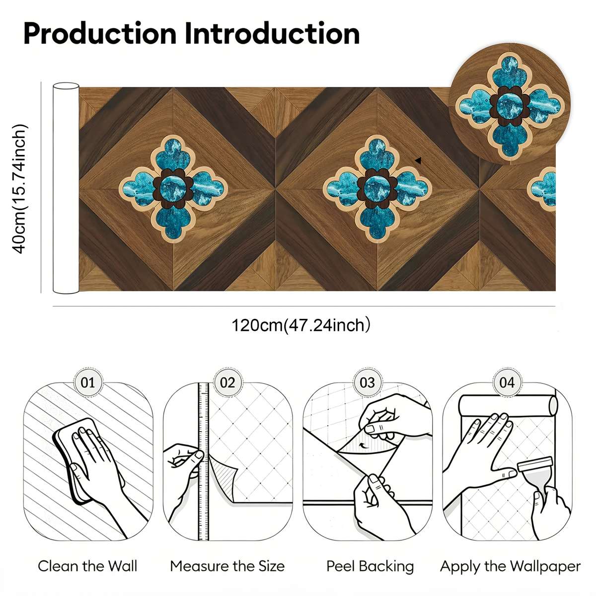 Self Adhesive Floor Stickers 40Cm*120Cm Wood Grain