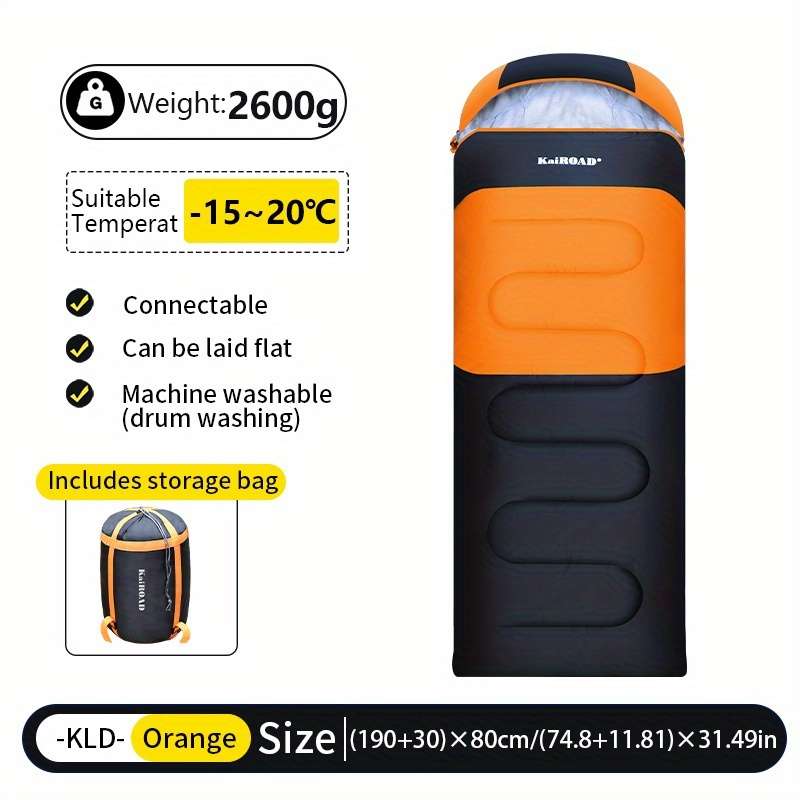 Luxury Kairoad Sleeping Bag Adults Outdoor Camping Winter Thickened Cold Proof