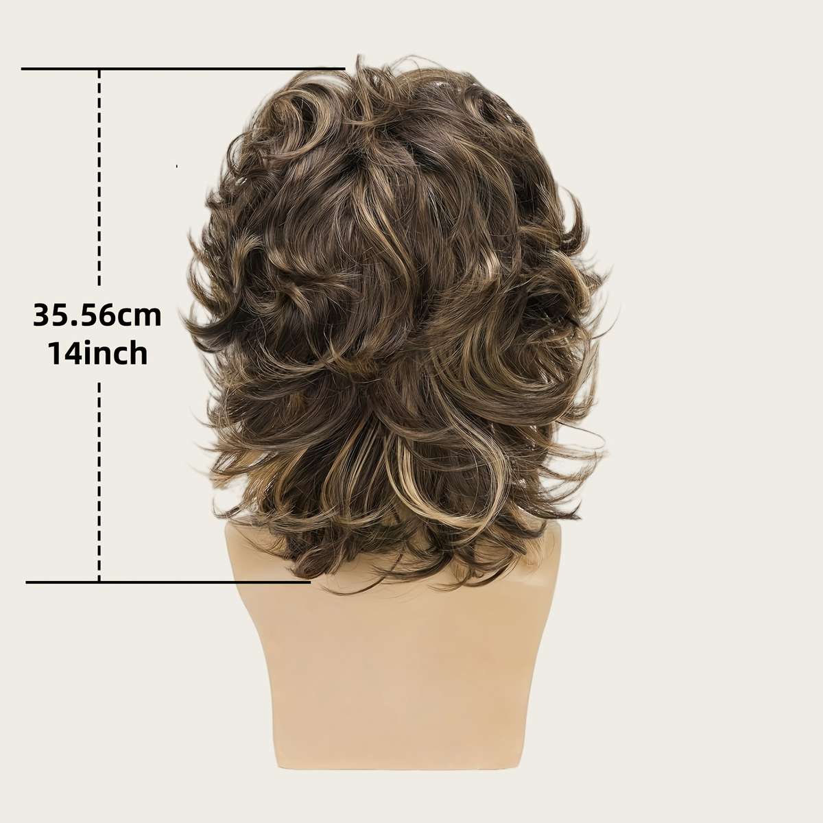 Highlight Brown Mens Wigs Hair Length 35.56Cm