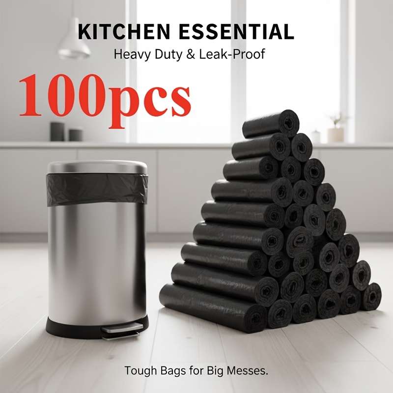 Trash Bag5 Rolls Of 100 Black Pieces