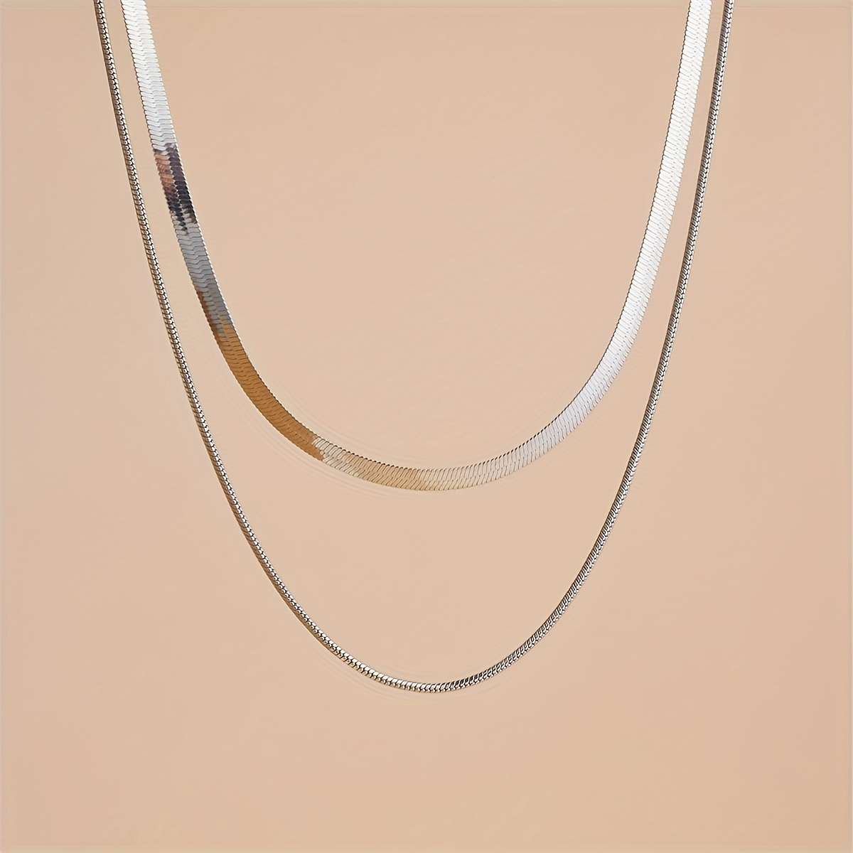 2Pcs Rhinestone Stainless Steel Snake Chain