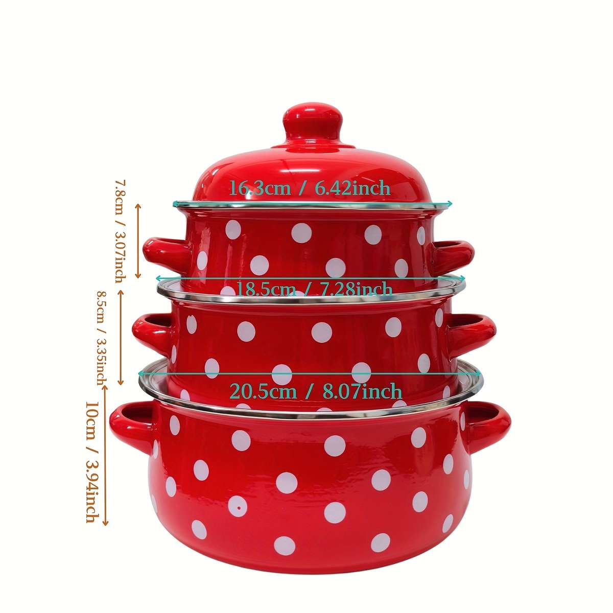 3Pcs Elite Stackable Enamel Cooking Pot Set With Catering